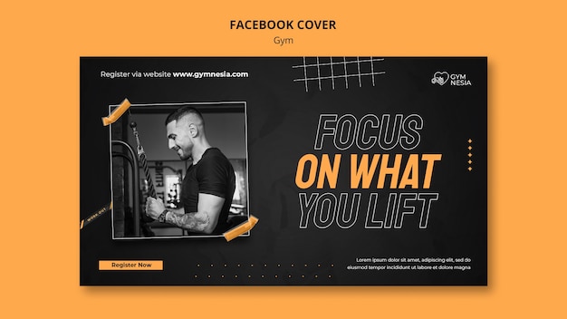 Gym and fitness social media cover template