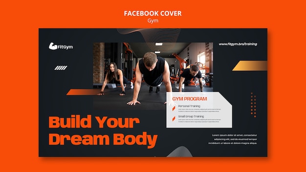 Free PSD gym and fitness social media cover template