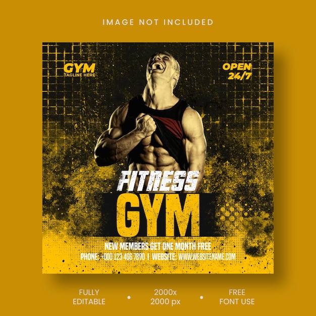 Free PSD gym fitness social media and instagram post template