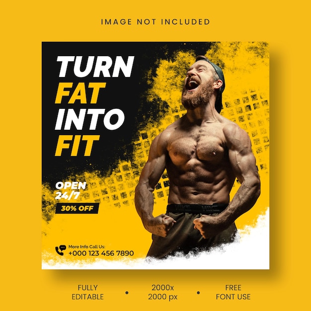 Free PSD gym fitness social media and instagram post template