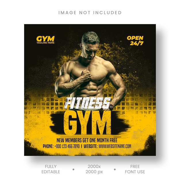 Free PSD gym fitness social media post template