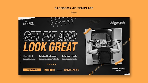 Gym and fitness social media promo template