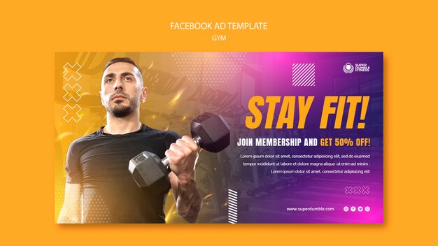 Modello promozionale di social media per palestra e fitness