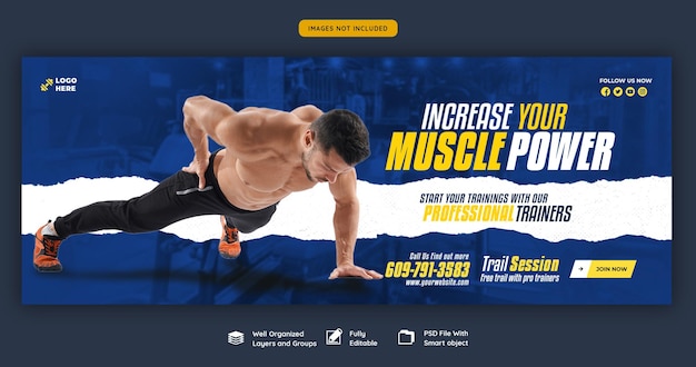 Gym and fitness web banner template
