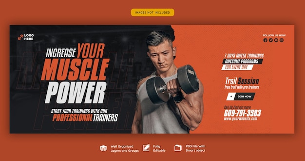 Gym and fitness web banner template