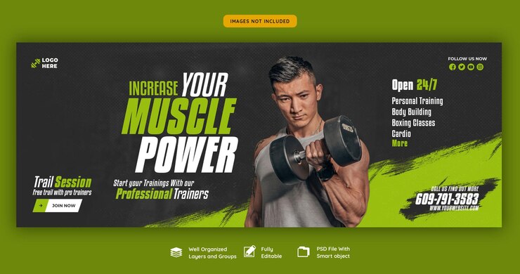 Free PSD gym and fitness web banner template