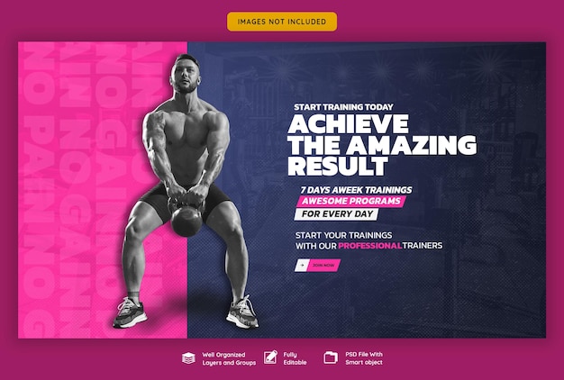 PSD gratuito modello di banner web palestra e fitness