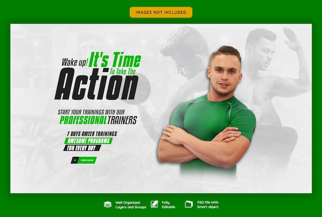 Free PSD gym and fitness web banner template