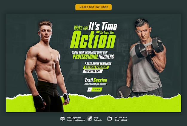 Free PSD gym and fitness web banner template