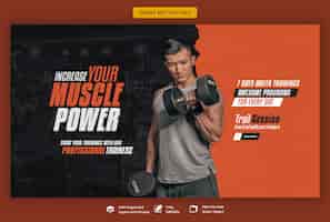 Free PSD gym and fitness web banner template