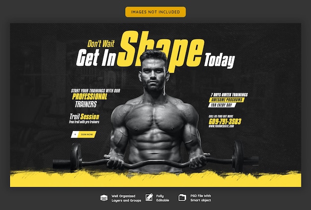 Free PSD gym and fitness web banner template