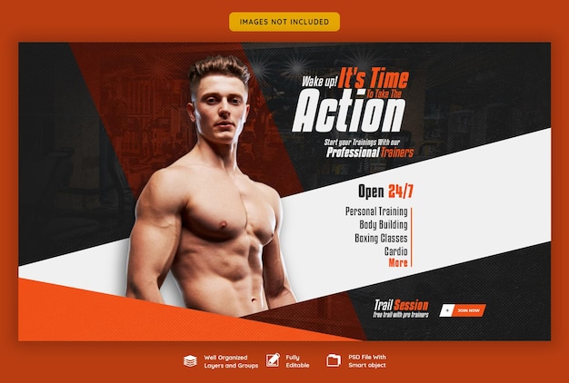 Free PSD gym and fitness web banner template