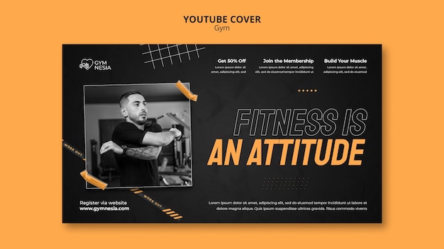 Gym and fitness youtube cover template