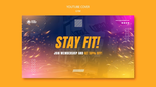 Modello di copertina di youtube per palestra e fitness