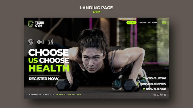 Gym landing pag design template