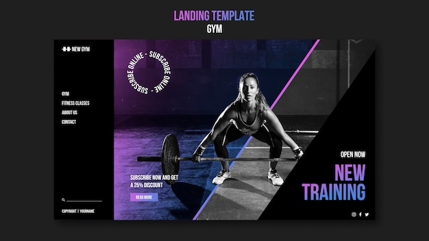 Free PSD gym landing page template