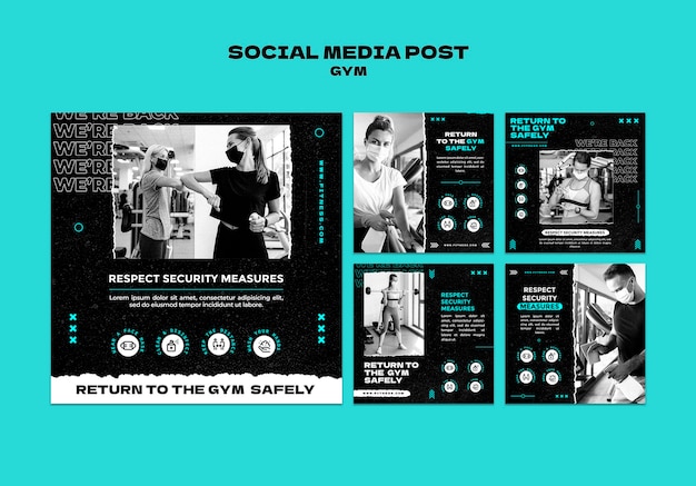 Free PSD gym return social media post