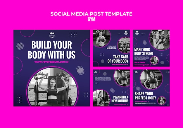 Free PSD gym social media post design template