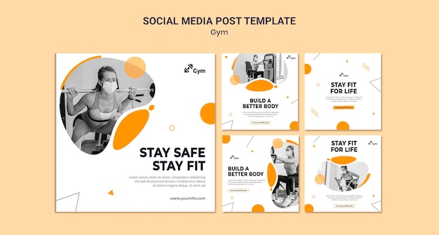 Free PSD gym social media post design template