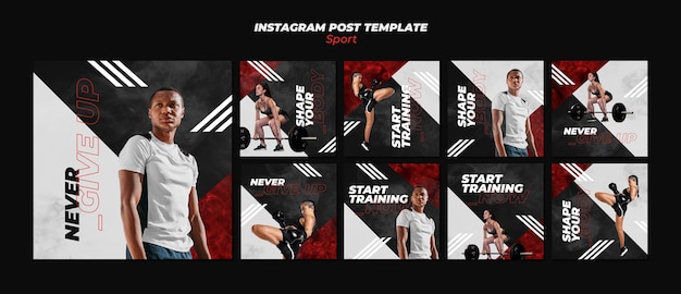 Free PSD gym and sport instagram posts collection