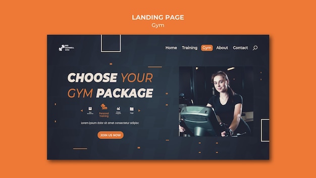 Gym template design landing page theme