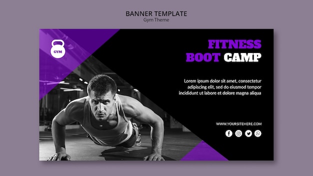 Free PSD gym theme concept banner template