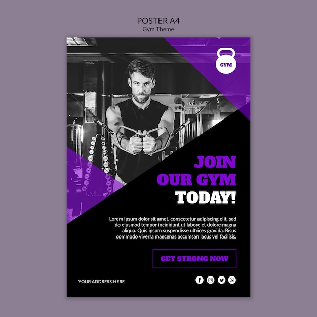 Free PSD gym theme concept poster template