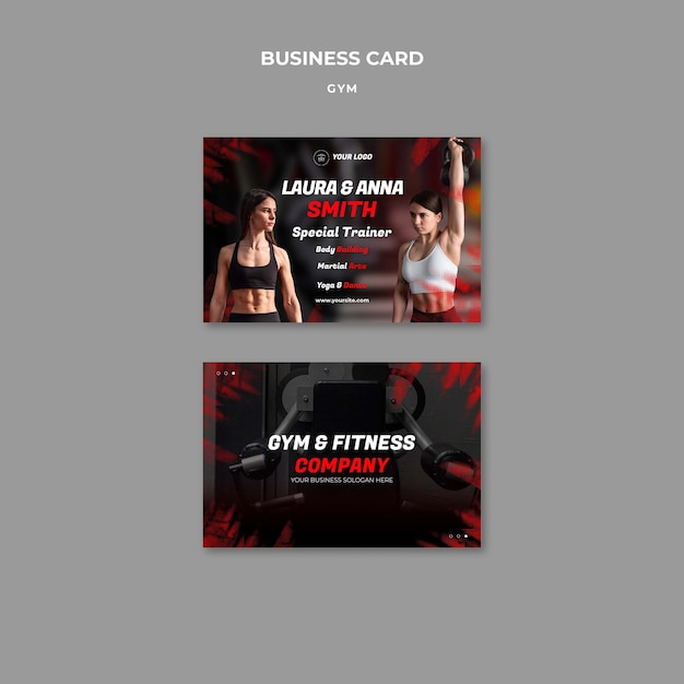 Free PSD gym training business card template