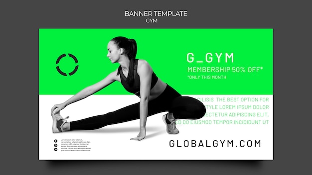 Free PSD gym training horizontal banner