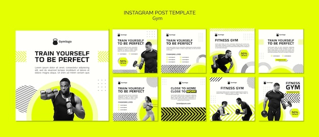 Шаблон поста в instagram для тренировок в тренажерном зале