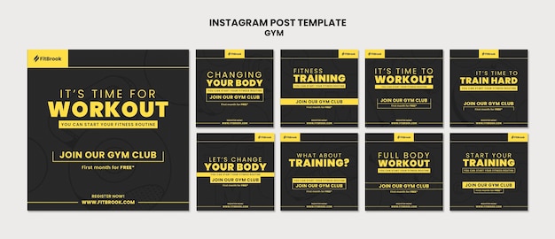 Free PSD gym training instagram posts