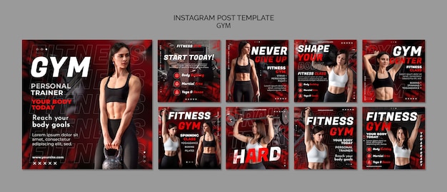 PSD gratuito post su instagram di allenamento in palestra