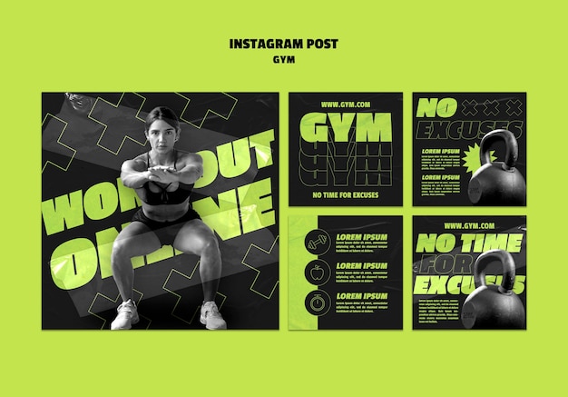 PSD gratuito post su instagram di allenamento in palestra