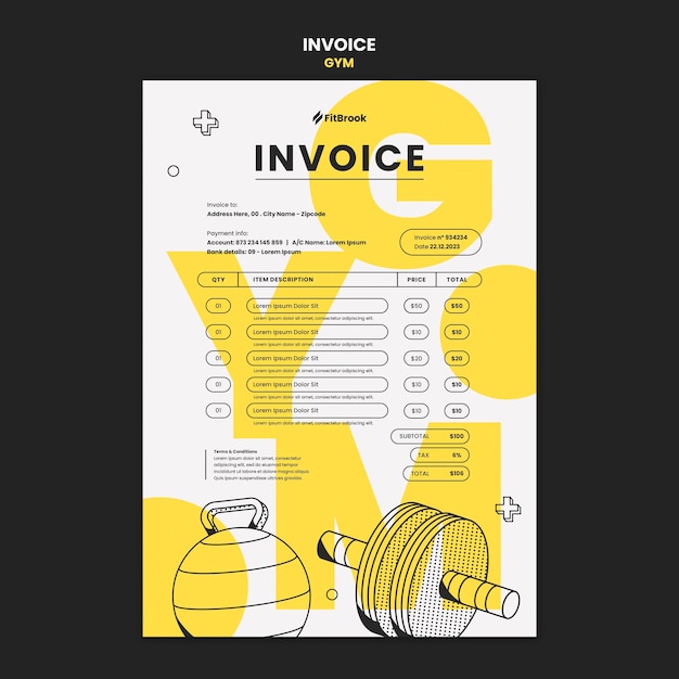 Gym training invoice template