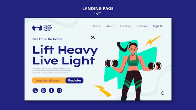 Gym training landing page template