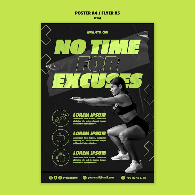 Free PSD gym training poster template