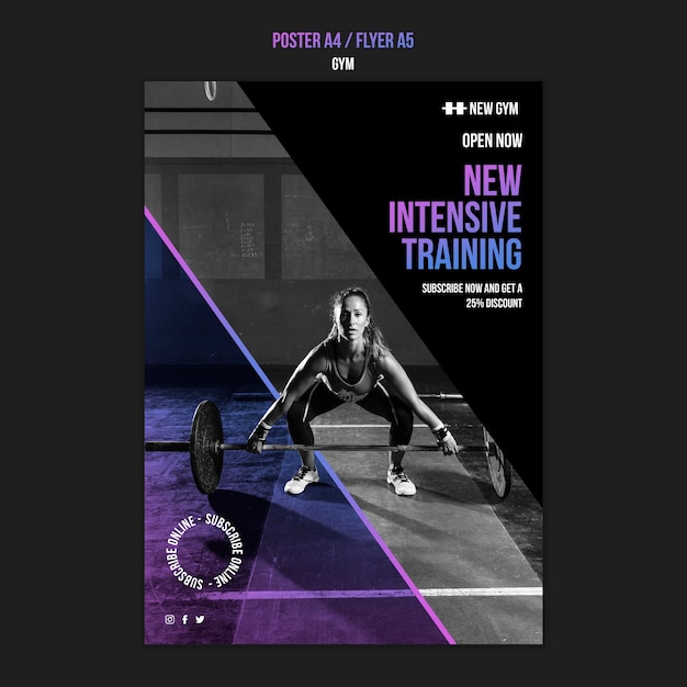 Free PSD gym vertical print template