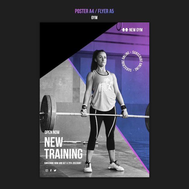 Free PSD gym vertical print template