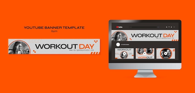 Gym workout youtube banner template