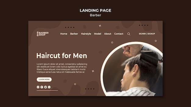 PSD Landing Page Template for Men’s Haircuts at Barber Shop – Free Download