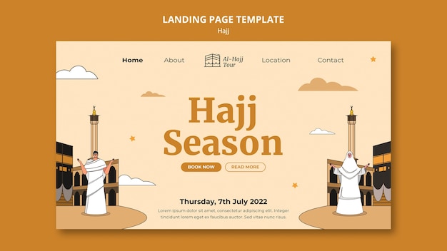 PSD gratuito design del modello di pagina di destinazione hajj