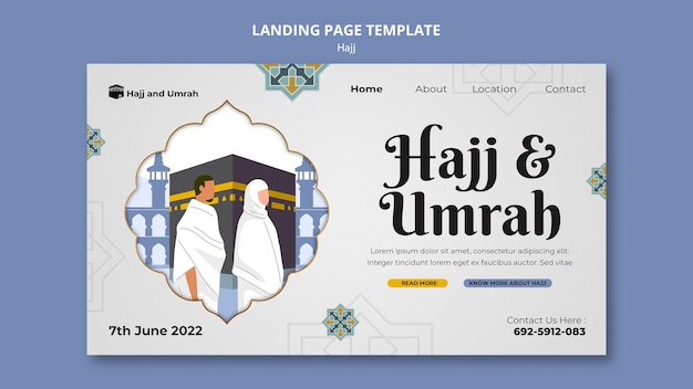 PSD gratuito design del modello di pagina di destinazione hajj