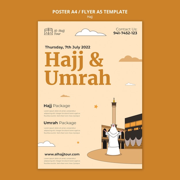 PSD gratuito design del modello di poster hajj