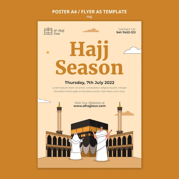 PSD gratuito design del modello di poster hajj