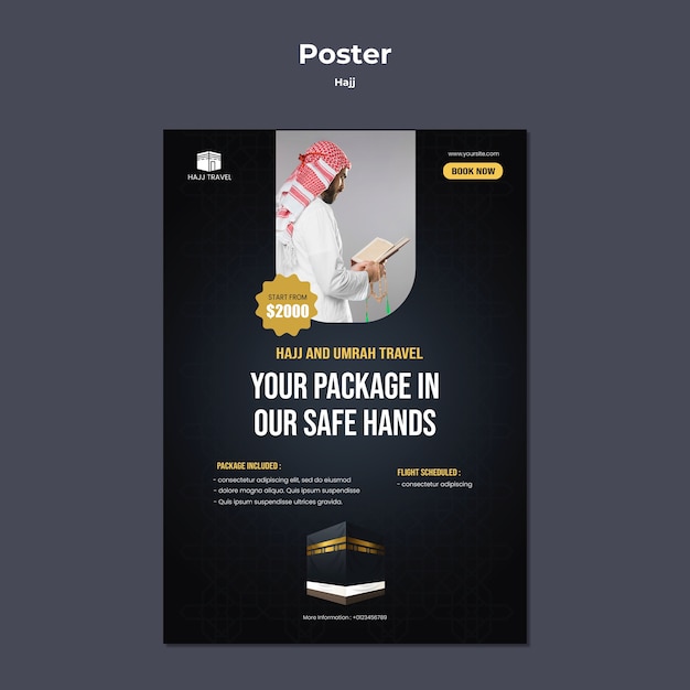 PSD gratuito design del modello di poster hajj