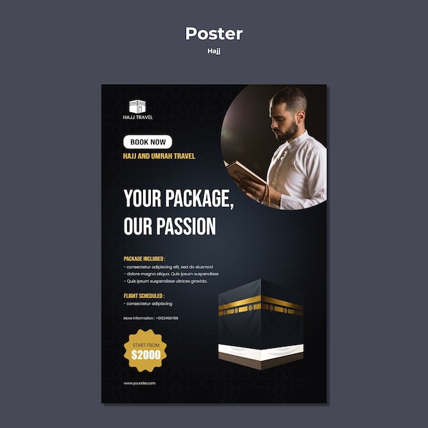 PSD gratuito design del modello di poster hajj