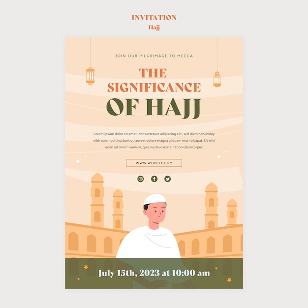 PSD gratuito modello di invito per la stagione dell'hajj
