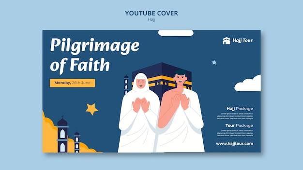 Modello di copertina per youtube della stagione dell'hajj