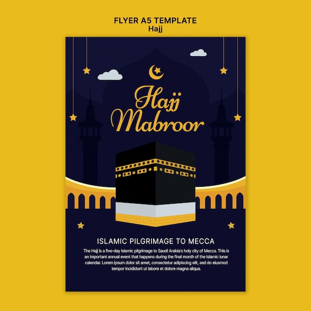 Hajj vertical flyer template with mecca