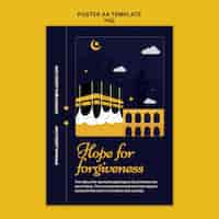 PSD gratuito modello di poster verticale hajj con la mecca